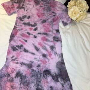 Nasty Gal Pink and Gray Tie-Dye Dress